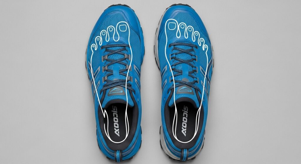 Comparaison de deux formes de chaussures  toe box étroit traditionnel vs toe box large anatomique pour pieds larges