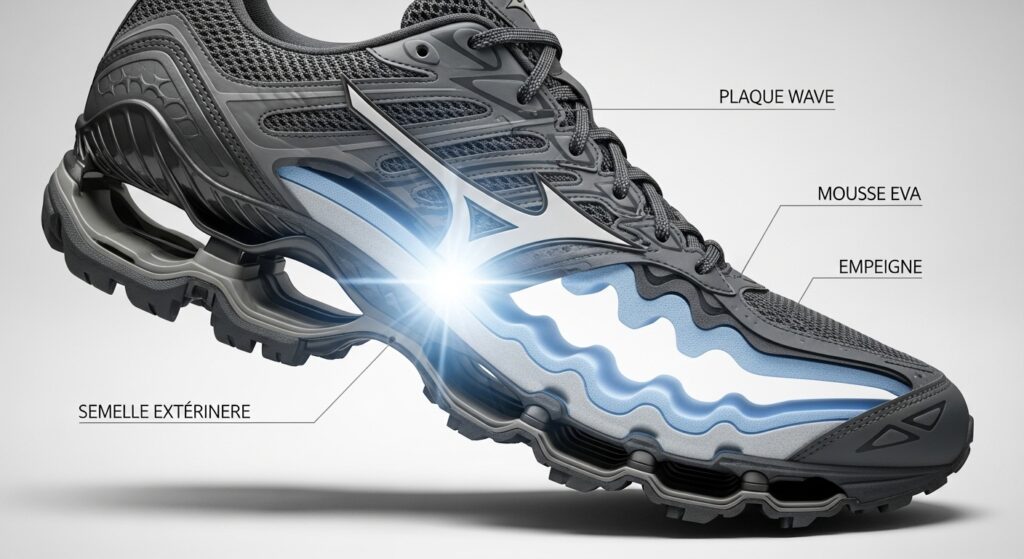 Mizuno Wave Daichi 9 détail technologie Wave et construction technique